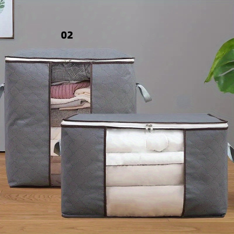 Large Non-Woven Fabric Storage Organizer Bag with Clear View Window & Secure Zipper