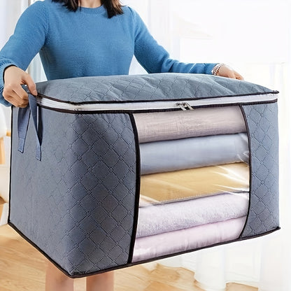 Large Non-Woven Fabric Storage Organizer Bag with Clear View Window & Secure Zipper
