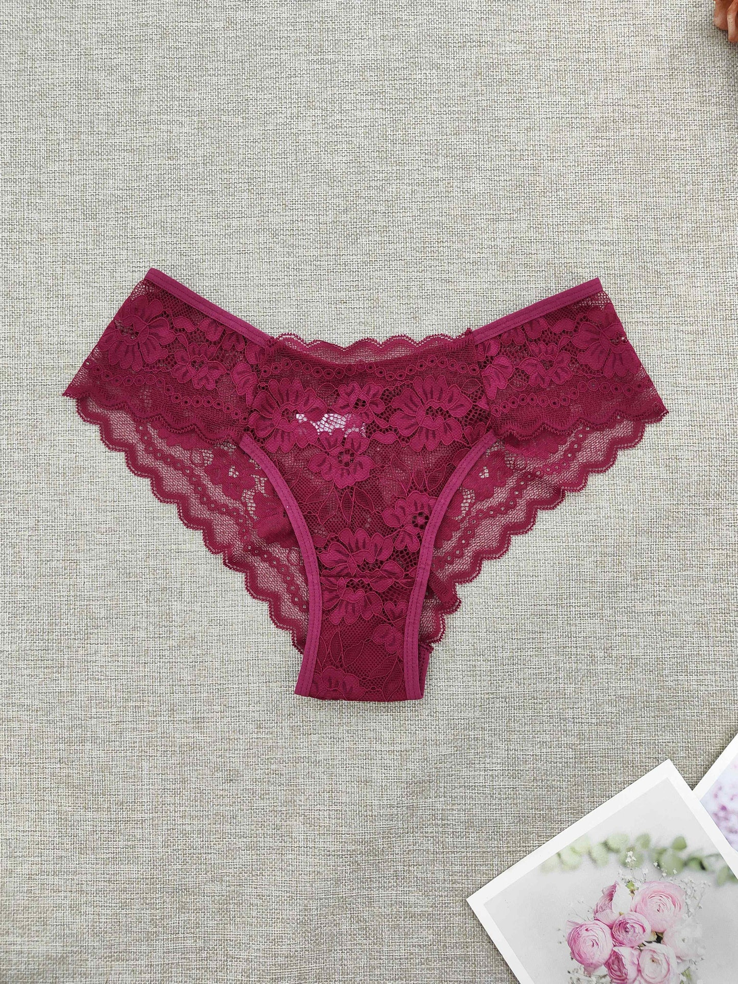 6pcs Women's Lace Floral Low-Rise Bikini Panties