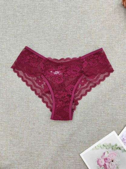 6pcs Women's Lace Floral Low-Rise Bikini Panties