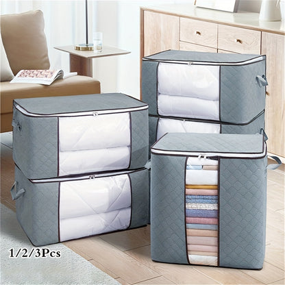 Large Non-Woven Fabric Storage Organizer Bag with Clear View Window & Secure Zipper