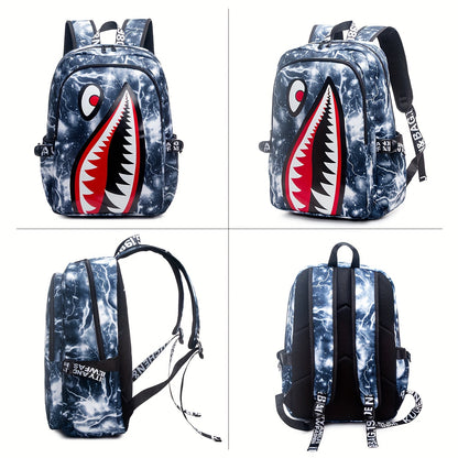 Anime Shark Backpack - School Bag with Adjustable Straps for Boys & Girls