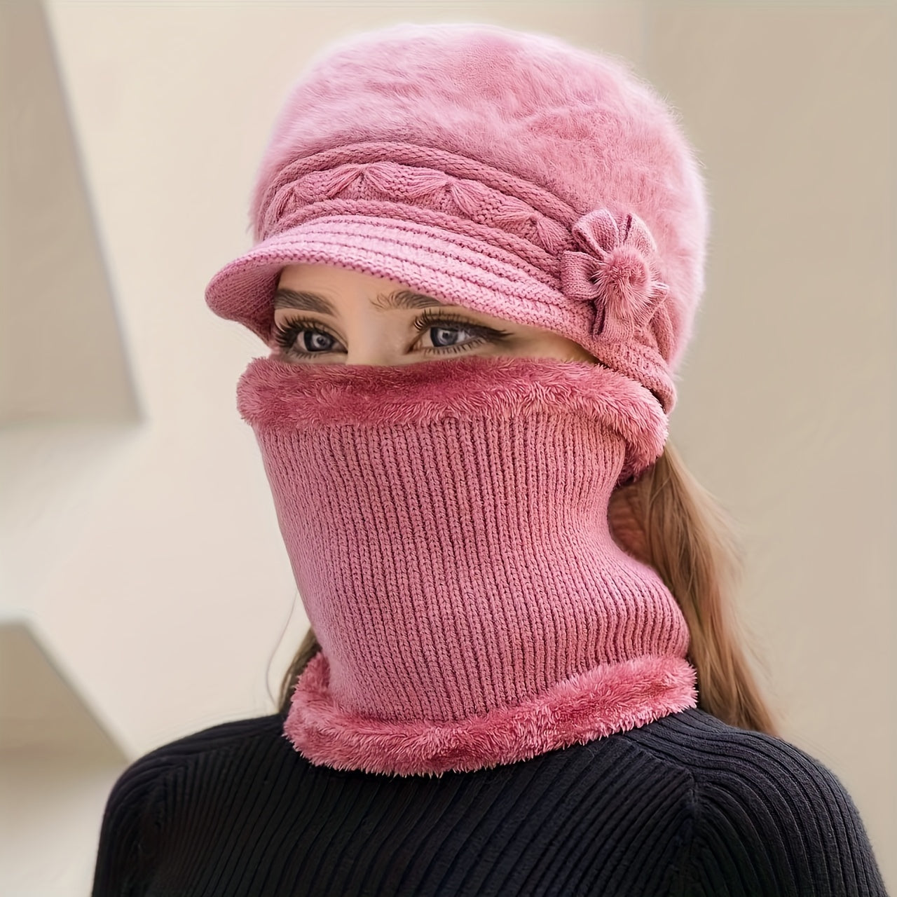 Winter Warmth Beanie - Soft, Thick, and Cozy Knit Hat with Visor for Women