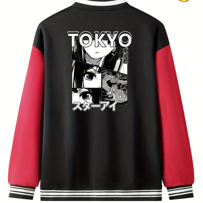 Men's Anime Embroidered Varsity Jacket