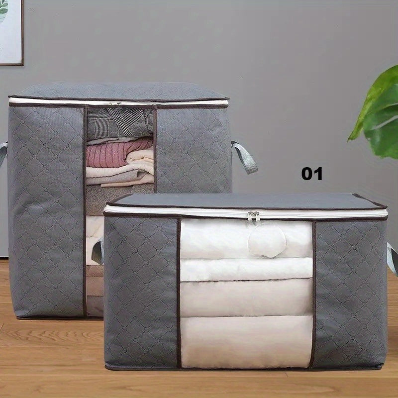 Large Non-Woven Fabric Storage Organizer Bag with Clear View Window & Secure Zipper