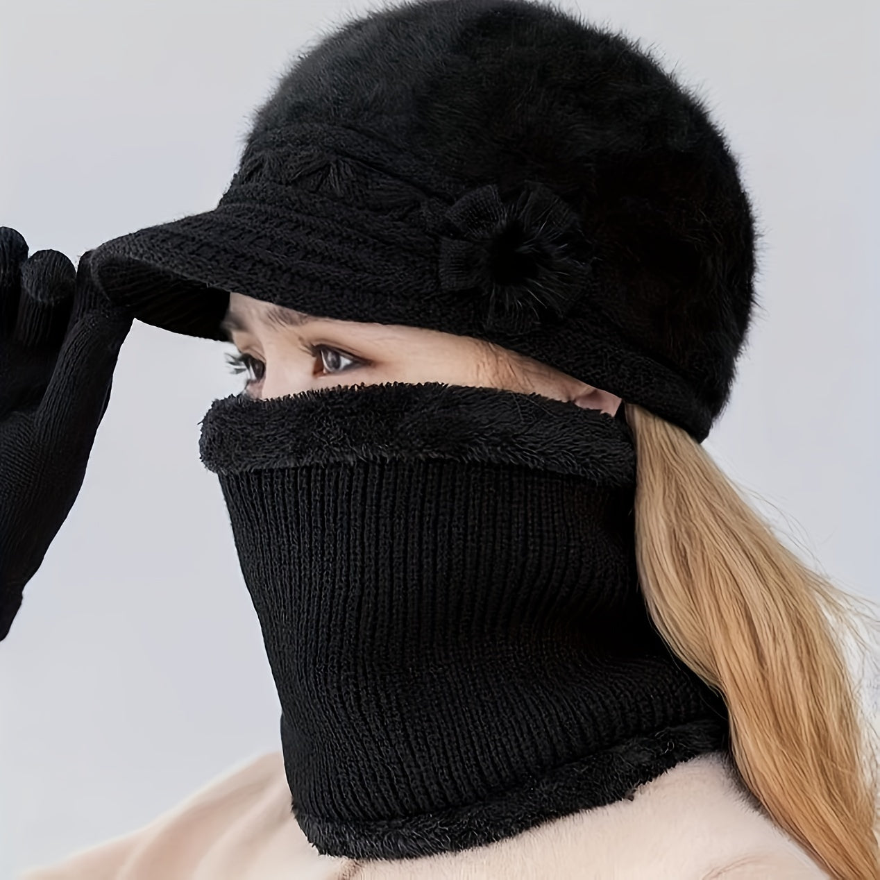 Winter Warmth Beanie - Soft, Thick, and Cozy Knit Hat with Visor for Women
