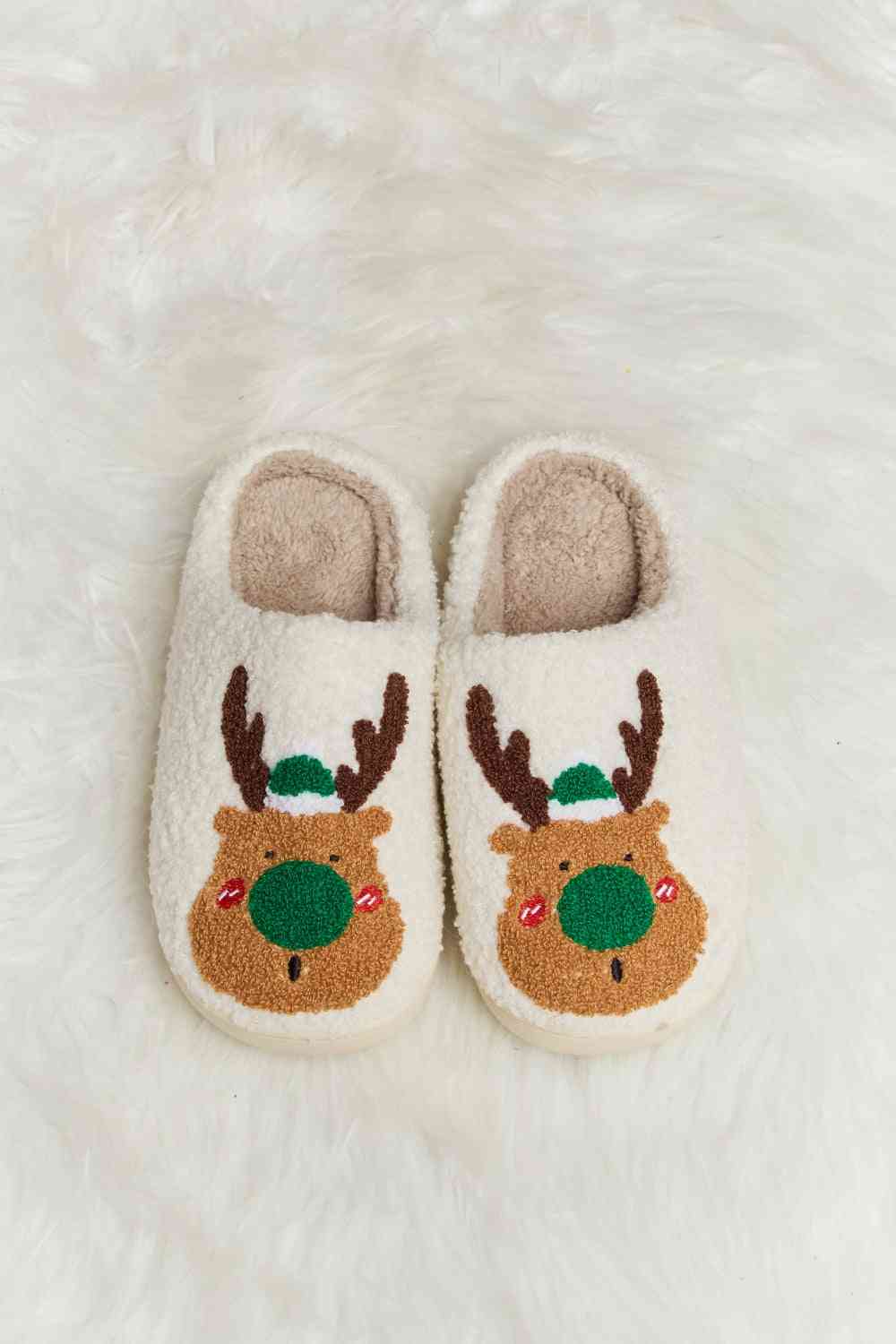 Rudolph Print Plush Slide Slippers