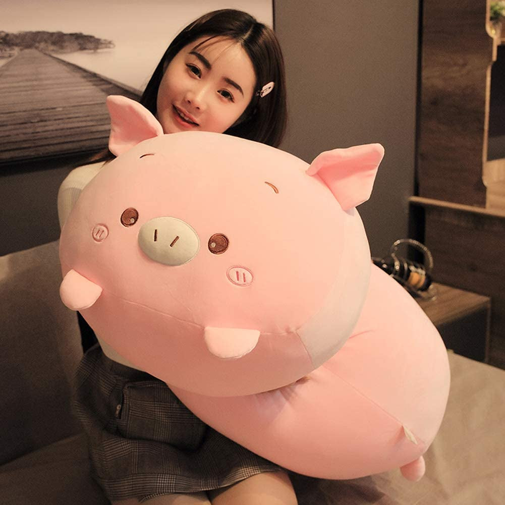 Stuffed Animal Pig Plush Body Pillow, 33.5"