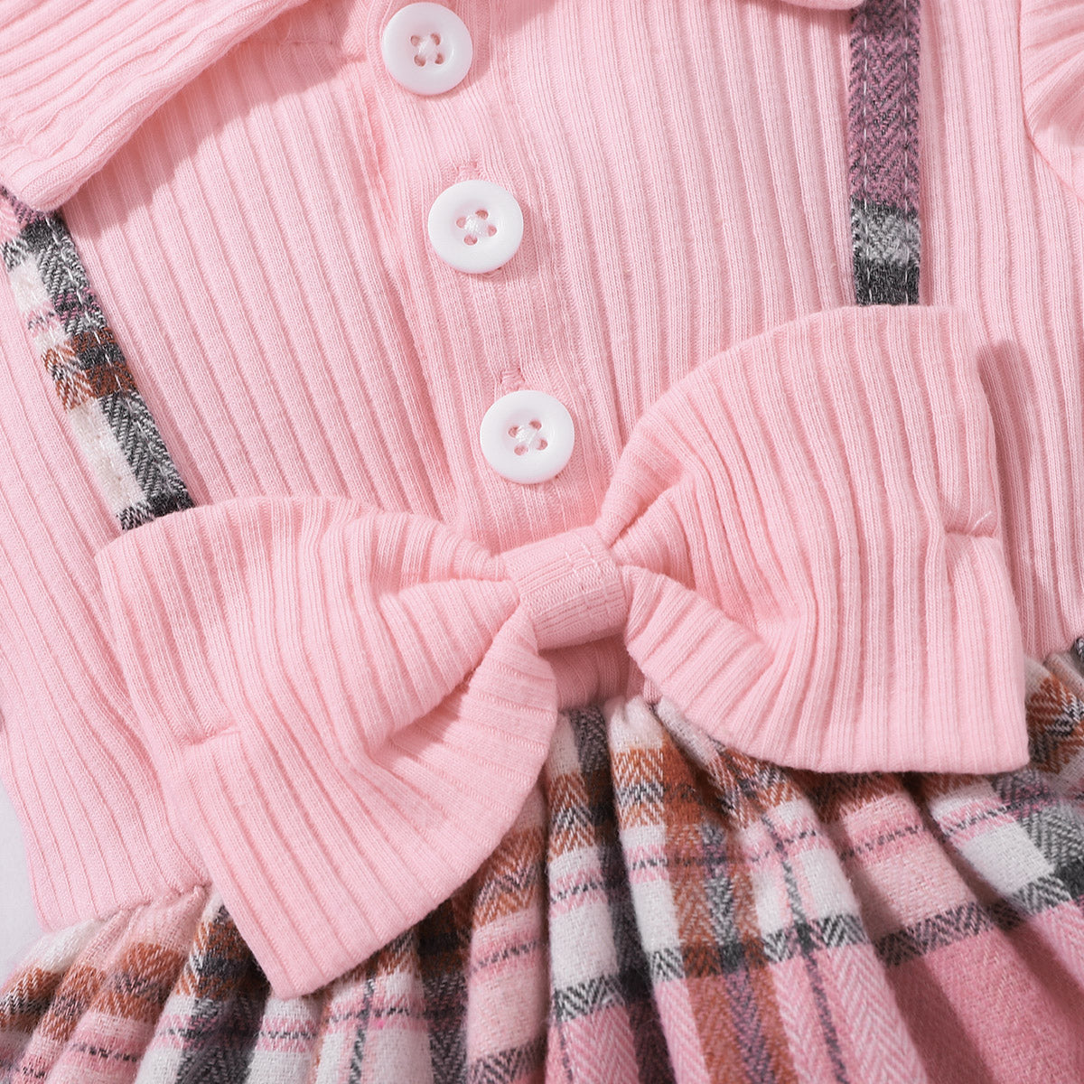 Baby Girl Plaid Collared Bow Dress