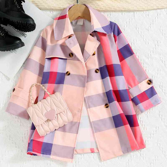 Plaid Collar Long Sleeve Coat