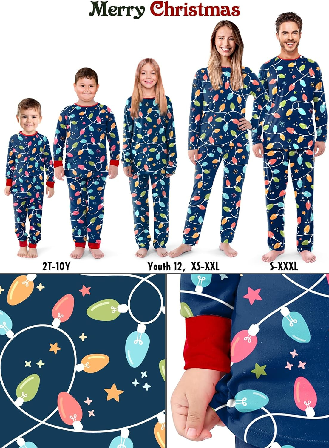 Matching Family Christmas Pajamas Set - Holiday Jammies Xmas PJ's for Women, Men, Couple, and Teens