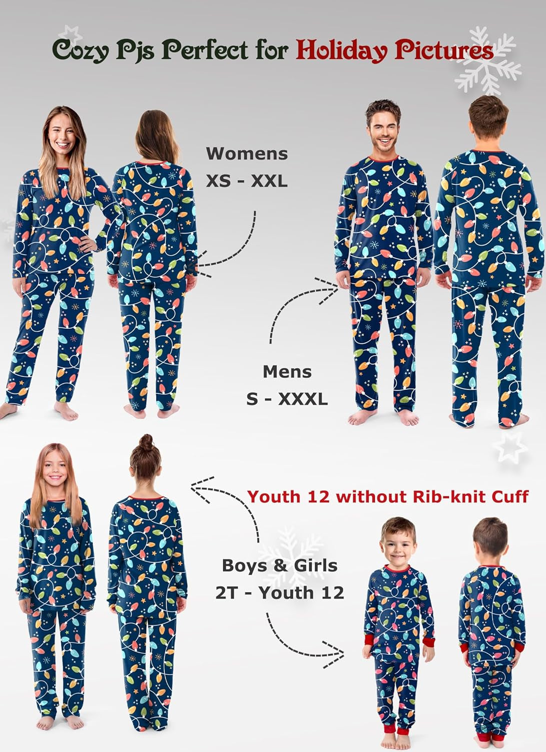 Matching Family Christmas Pajamas Set - Holiday Jammies Xmas PJ's for Women, Men, Couple, and Teens