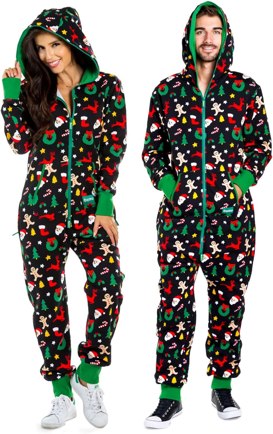 Matching Christmas Onesies for Adults - Comfy Men’s and Women’s Holiday Jumpsuits with Convenient Pockets