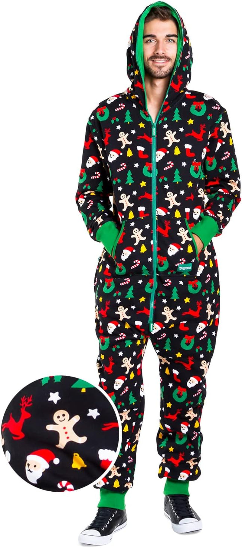 Matching Christmas Onesies for Adults - Comfy Men’s and Women’s Holiday Jumpsuits with Convenient Pockets