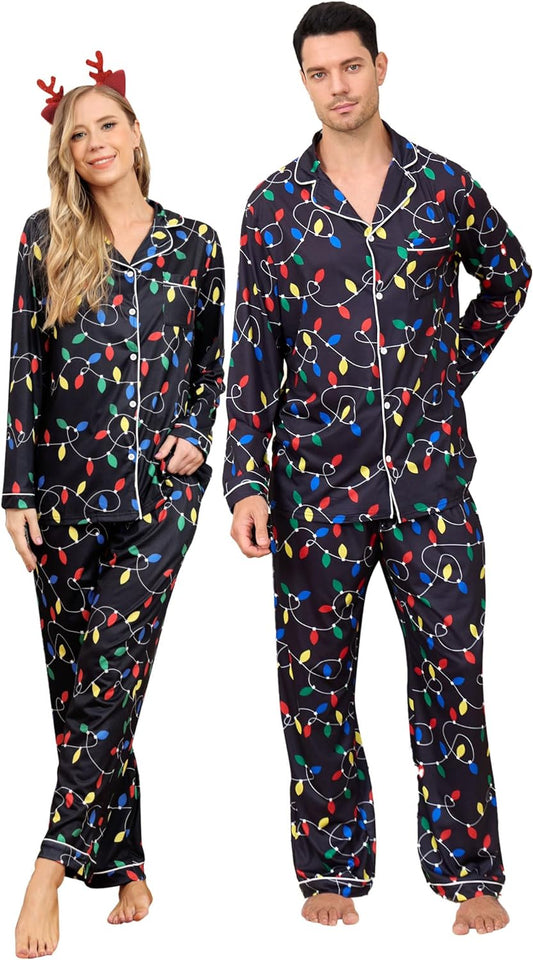 Couples Christmas Matching Pajamas  - 2 Piece Women Men Xmas Sleepwear