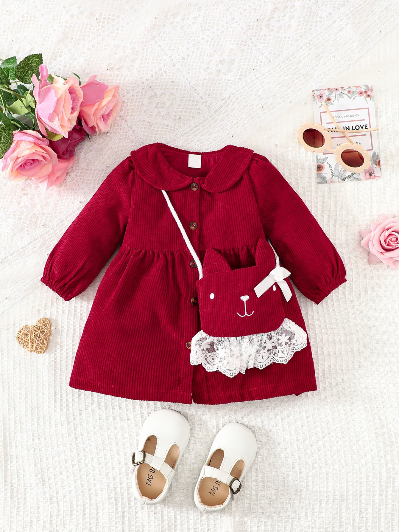 Buttoned Long Sleeve Dress